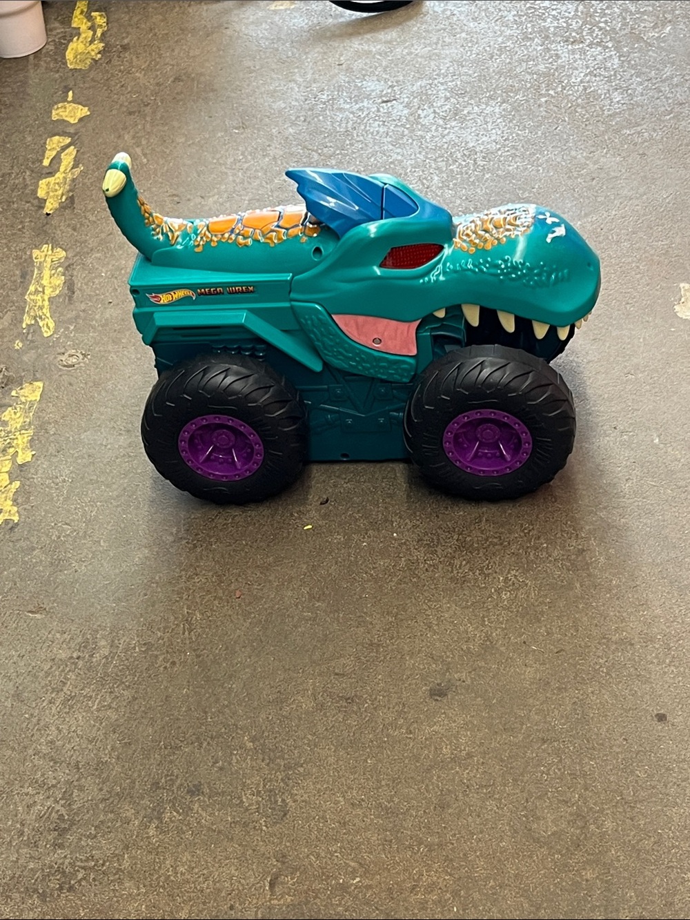 Teal Dinosaur Monster Truck Toy with Purple Wheels - Kids Vehicles
